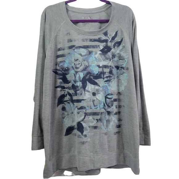 Terra & Sky Gray Long Sleeve Light Sweatshirt Size 2X (20W-22W) - Picture 1 of 5